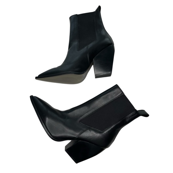All Saints Womens Ria Point Toe Black Leather Block Heel Ankle Boot. 39/9 - Picture 9 of 13